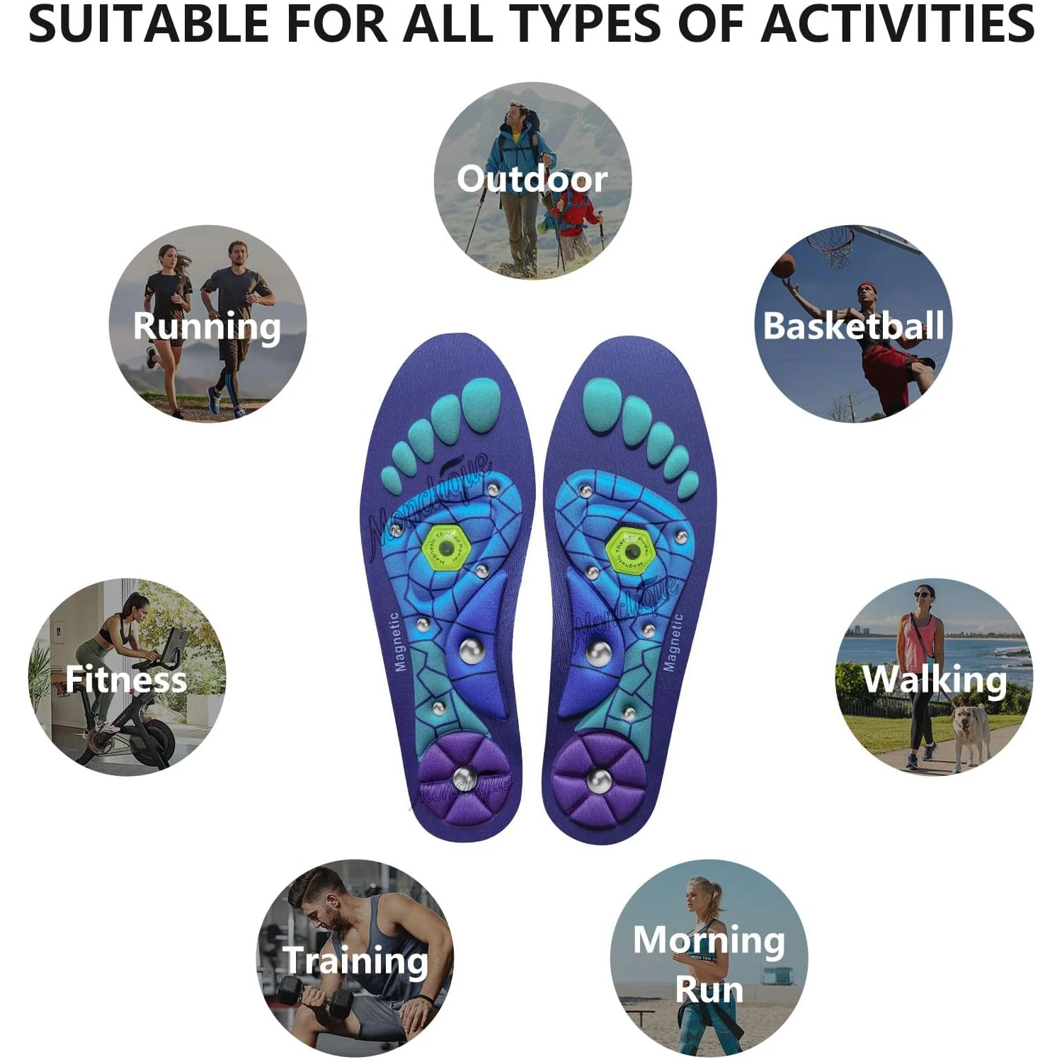 Medical Foot Magnetic Therapy Insoles Weight Loss Acupressure Insole Anti-fatigue Health Care Shoe Pads Sports Shock-absorbing 5
