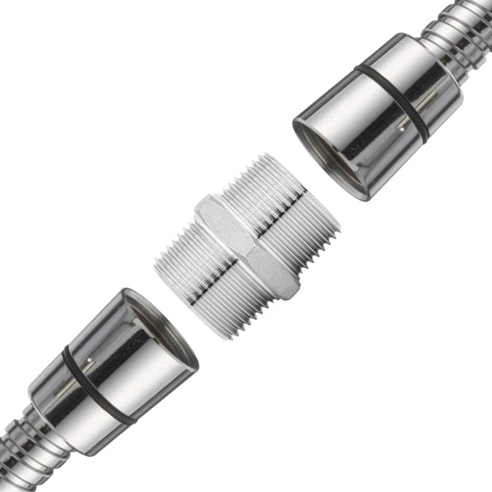 G1/2 Shower Hose Extend Chrome Stainless Steel Length Extender Shower Connector For Extra Long Hose Durable Shower Accessory