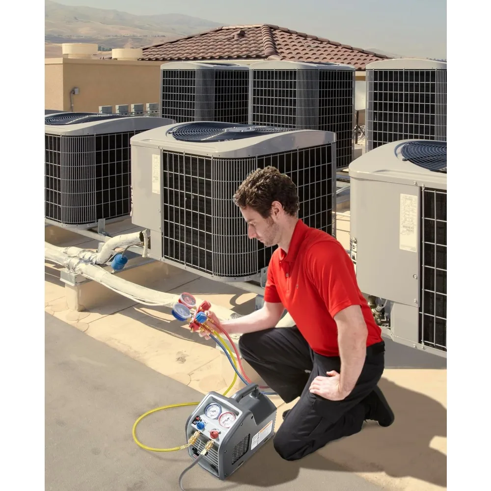 115 فولت، 60 هرتز، 1/3 حصان، آلة استعادة المبردات المحمولة المدمجة البيضاء، لكل من مبردات السائل والبخار، خفيفة الوزن #2