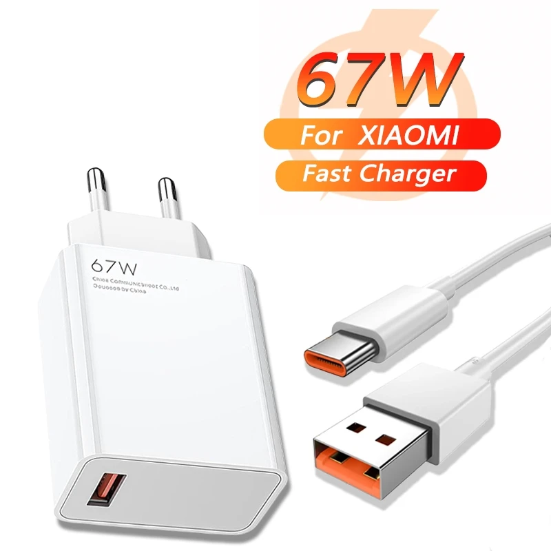 

For Xiaomi 67W USB Super Fast Charger Power Adapter 6A Type-C Cable Quick Charge Applicable to Xiaomi Samsung Huawei