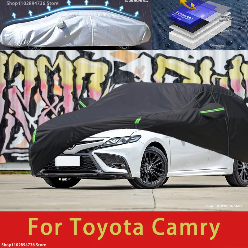 For Toyota Camry Outdoor Protection Full Car Cover Snow Covers Sunshade Waterproof Dustproof black car cover