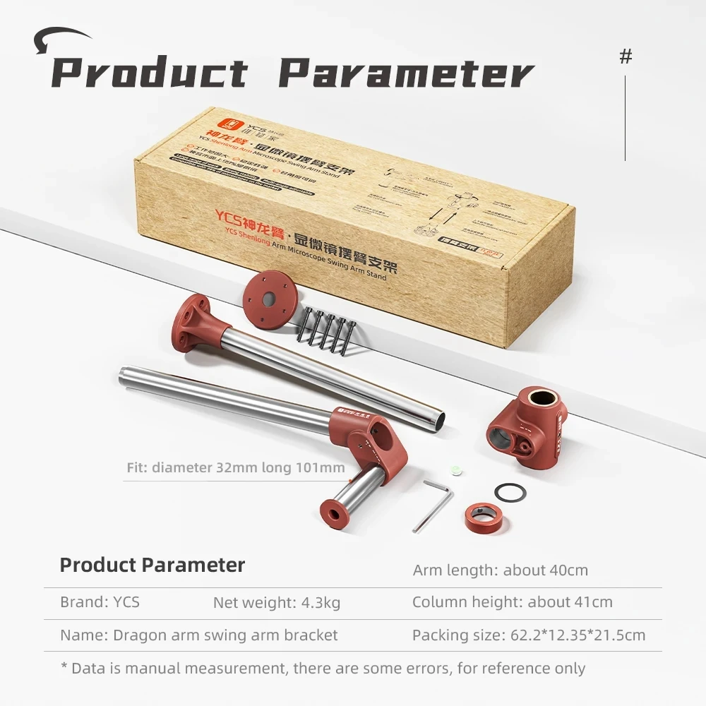 Suporte de braço de microscópio YCS metal universal telescópico dobrável 360 °   Suporte de reparo de levantamento fixo compatível com microscópio 99%