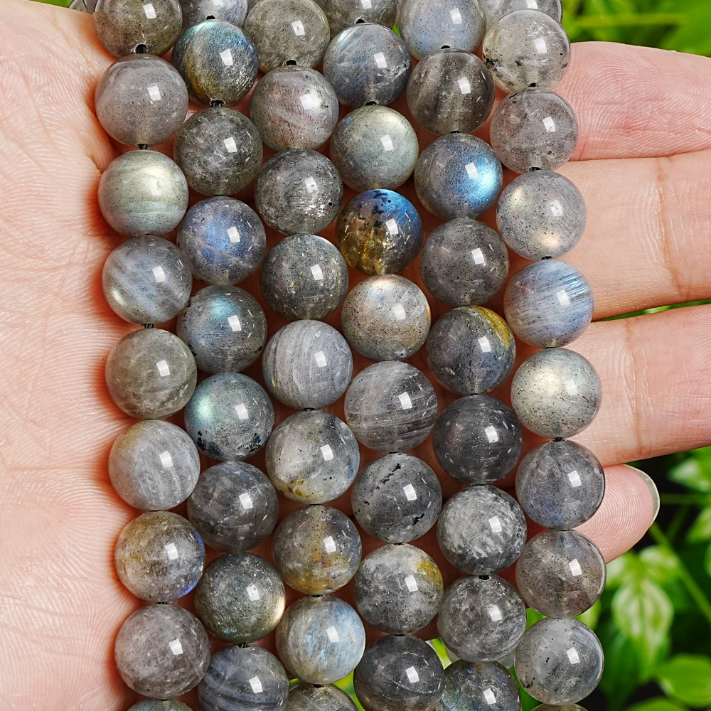 

10 мм натуральный серый лабрадорит свободные бусины большой круглый энергетический камень мигающий синий свет для изготовления ювелирных изделий DIY браслет ожерелье