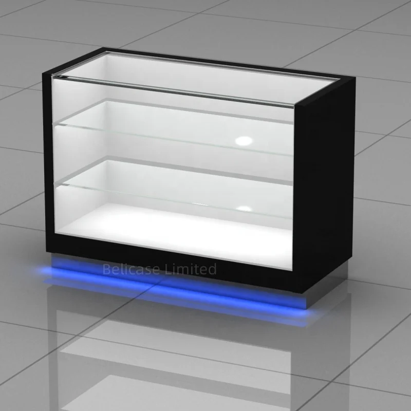 Customized. New Design Smoking Store Display Tempered Glass Shop Showcase with LED Light