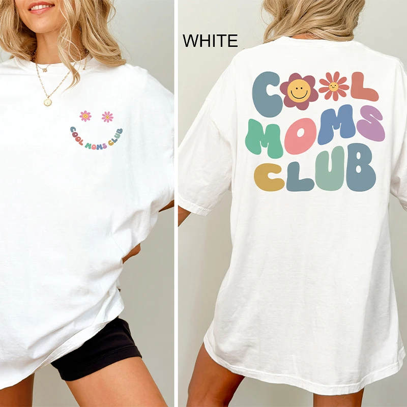 

Cool Moms Club T Shirt for Women Summer Short Sleeve Tees Fashion Print Graphic Y2k Tops Mama Birthday Clothing Gift Outfit