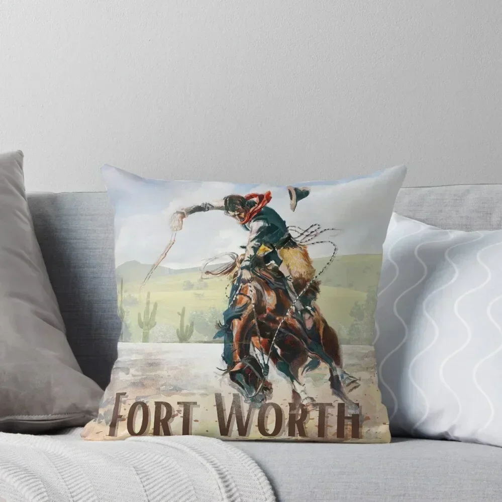 Fort Worth Bronc Rider Landscape Throw Pillow Pillowcase Cushion Cover For Sofa pillow