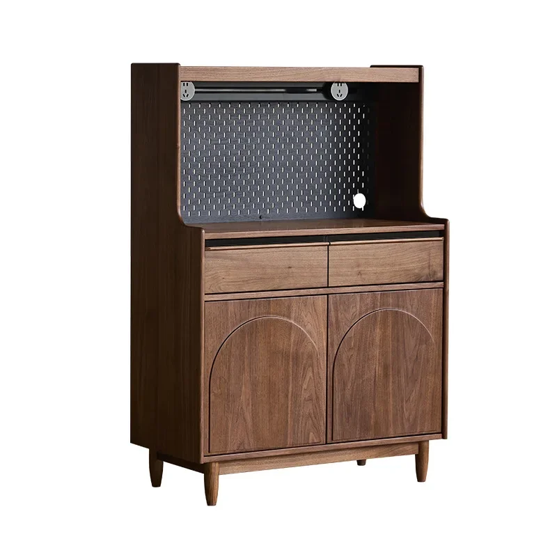 

North American black walnut dining side cabinet multi-functional light luxury wall integrated tea rock slab locker