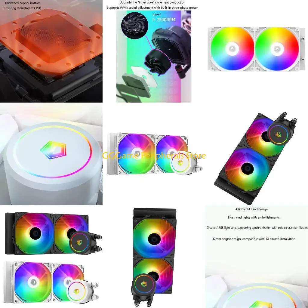 

U55B Water Cooling Fan FX240 ARGB White/Black Integrated CPU Water Cooling Radiator