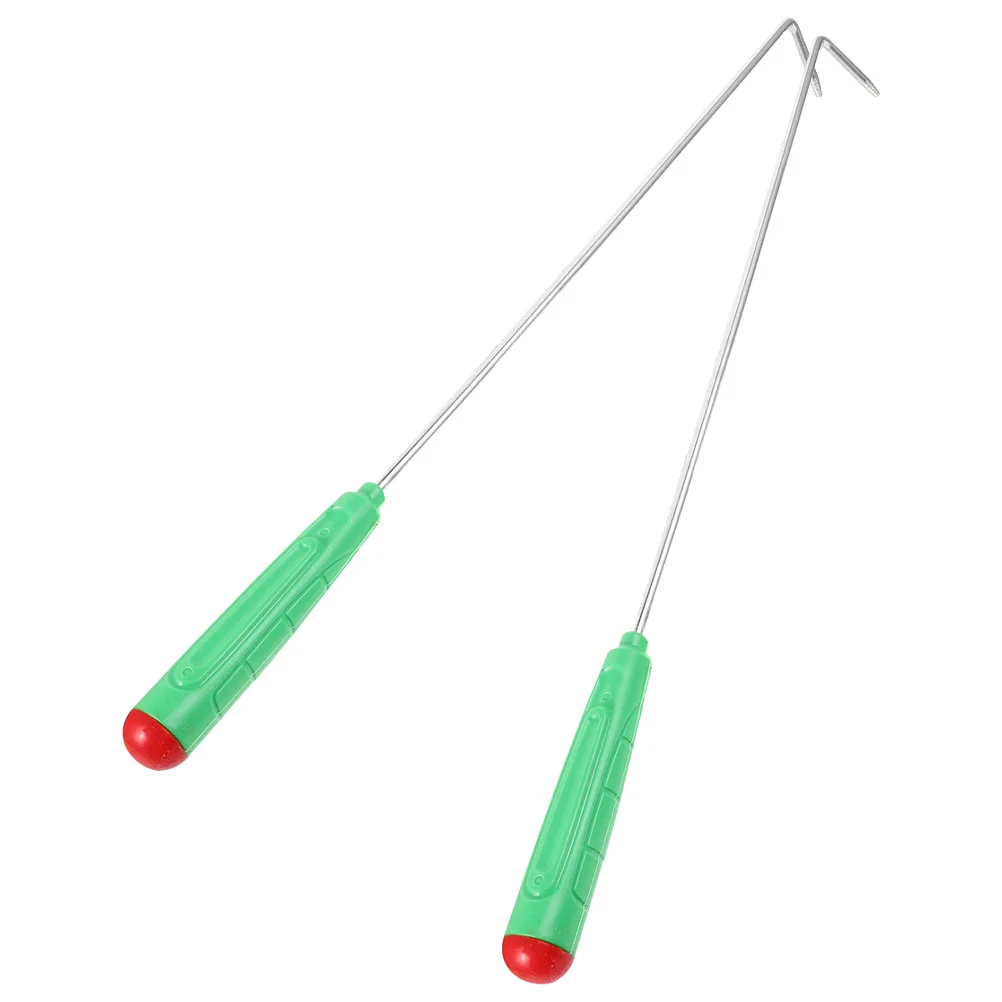 2 Pcs Camping Briquette Hook Fireplace Indoor Tongs for Pit Poker Convenient Metal Household