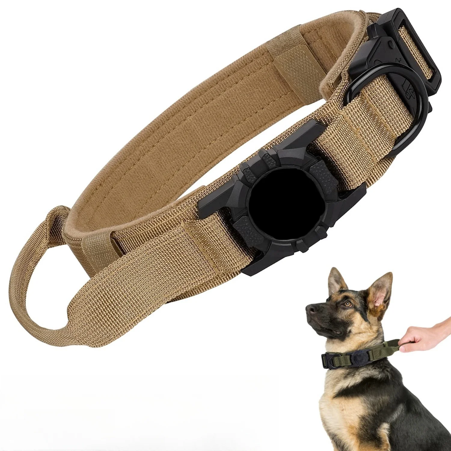 Einstellbare Nylon AirTag Halter Hundehalsband Metall Schnalle Haustier Taktische Halsband Hund Zubehör Anti Letzte und Haustier Hunde Tracing Sicher – Detail 15