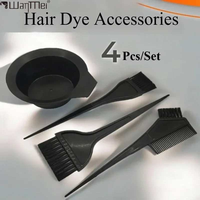 4Pcs Professional Hair Dyeing Kit Hair Color Dye Bowl Stirring Brush For DIY Hair Coloring Bleaching Salon Home Hair Dye Tools image 2