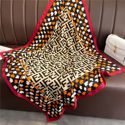 2024 New Europe America Square Shawl Four Seasons Popular Silk Scarves Luxury Sunscreen Kerchief Fashion 90X90cm Headcloth Hijab