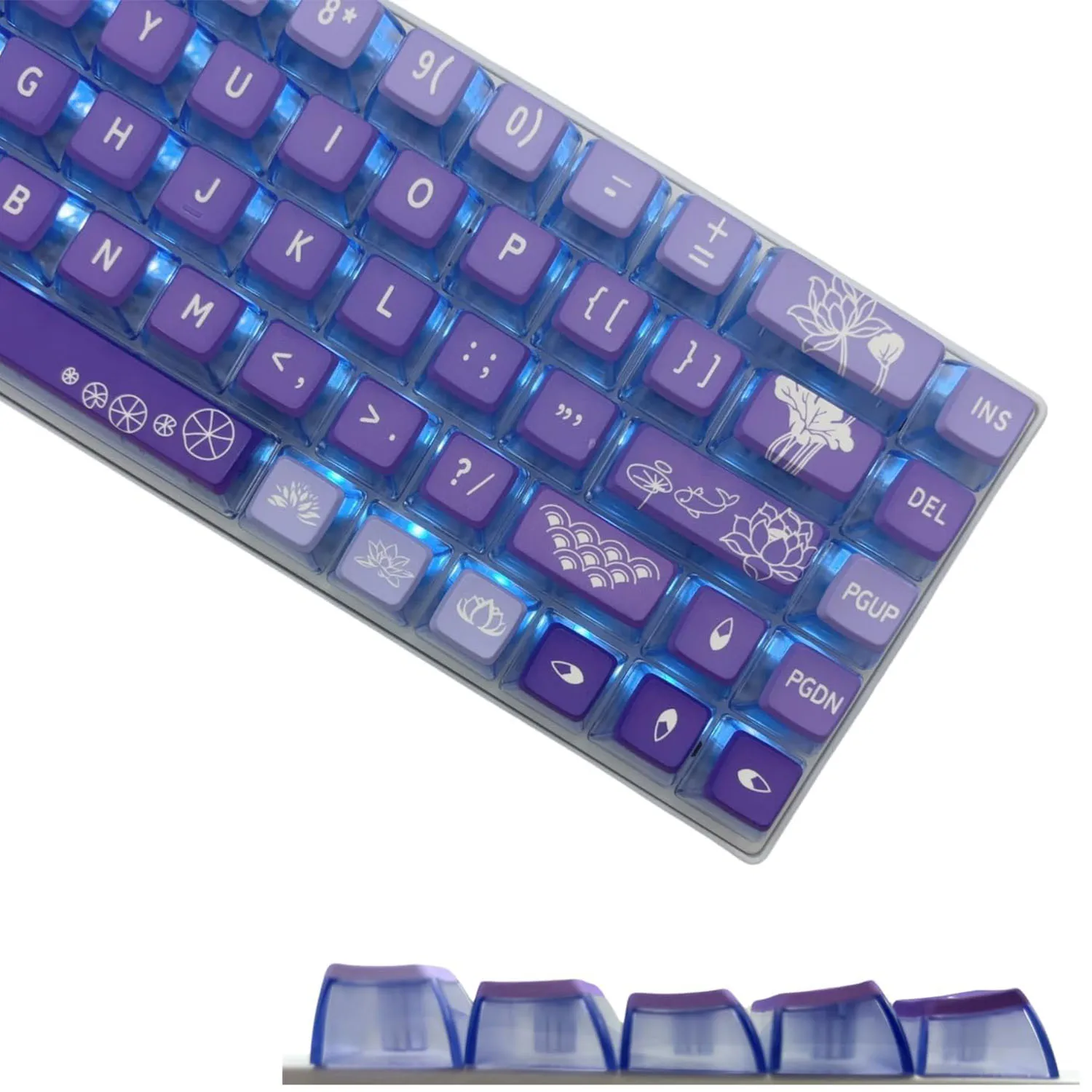 

Muffley 116 Keys Purple Lotus PBT Keycap Double Shot Cherry Profile Key caps for Cherry MX Switches Mechanical Gamer Keyboard