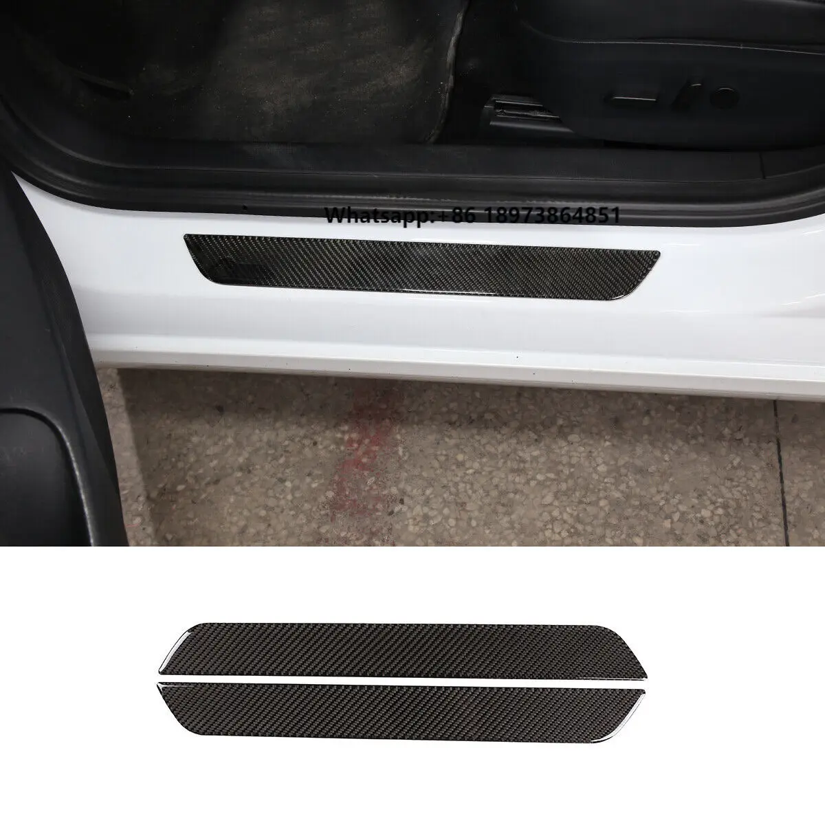 

For Model 3 Car Inner and Exterior Door Sill Scuff Step Protector Cover Trim Prepreg Dry Real Carbon Fiber