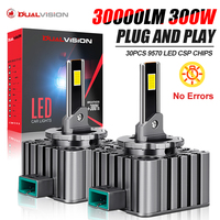 Dualvision D1S LED Headlights HID D3S D2S D4S D5S D8S 300W D1R D2R D3R Turbo LED 30000LM Two-sided CSP Chip 6500K 90W Plug&Play