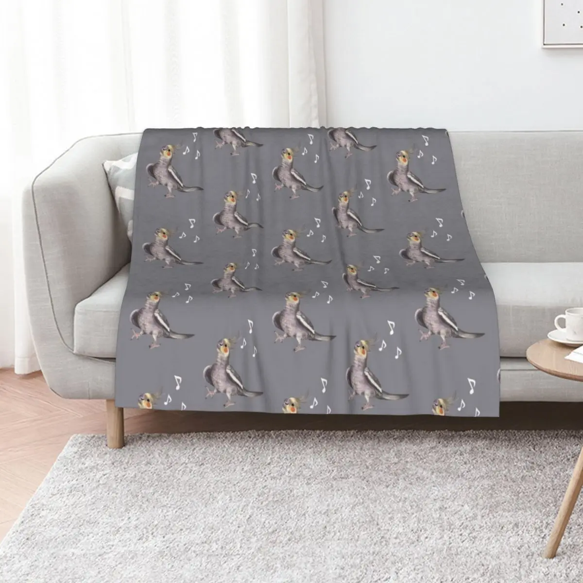 Singing Cockatiel - happy bird with music notes Throw Blanket Nap Warm christmas gifts Sleeping Bag Custom Blankets