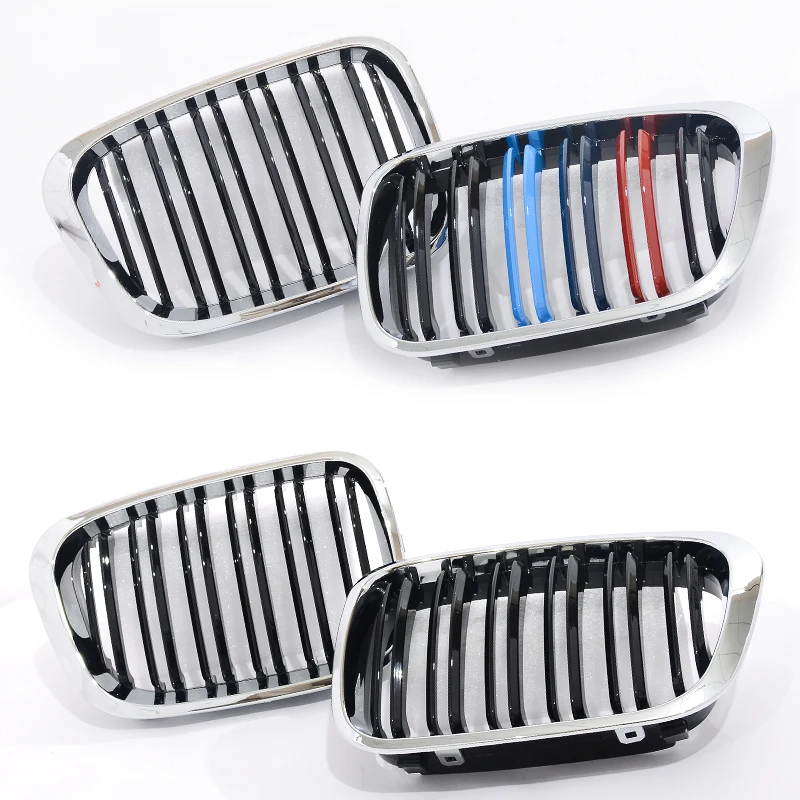 Chrome Frame Grill M Color Double Slat Carbon Grille For BMW 3 Series E46 4 Door Sedan Saloon Touring Compact 330 320i 325i 328i - view 6