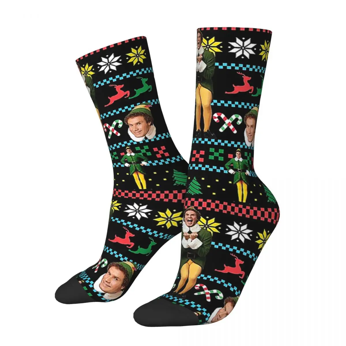 

Buddy The Elf Ugly Christmas Sweater Design Socks Super Soft Stockings All Season Long Socks for Man's Woman's Birthday Present