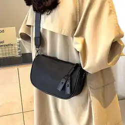Oxford Cloth Single Shoulder Saddle Bag Women's Fashionable Korean Style Crossbody Bag with Wide Strap for Daily Use