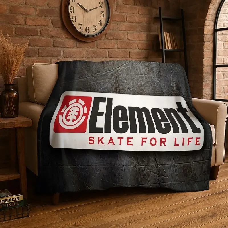 Classic Boardsport Logo E-Element Skateboards Flannel Blanket,Ultra Soft Warm Plush Throw for Home Bedroom Bed Sofa Cover Picnic