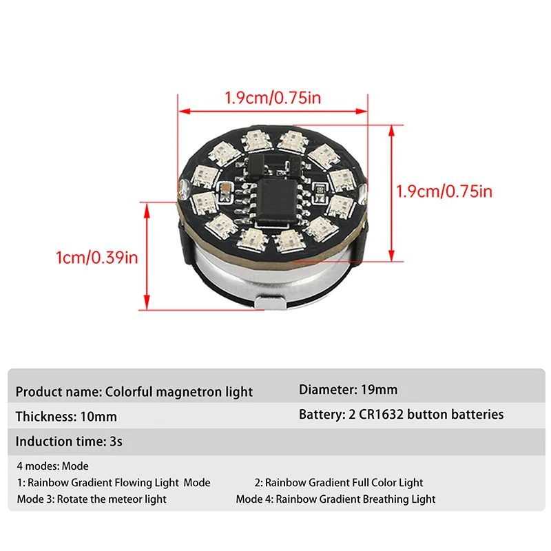 Lampada magnetron colorata a LED 4 modalità Lampada a induzione wireless Batteria a bottone Decorazione paesaggistica fai-da-te Lampada modello stereoscopico