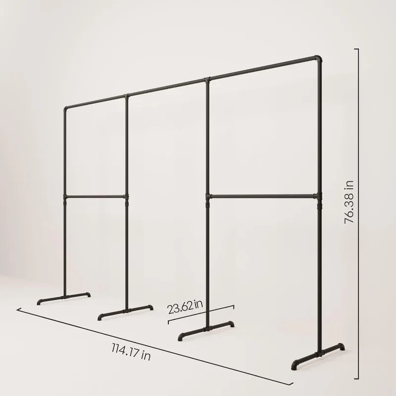 Freestanding Clothes Rail in Industrial Loft Design - LAS III - Wardrobe for Walk-in Closet Wall I Bedroom Clothes Rack