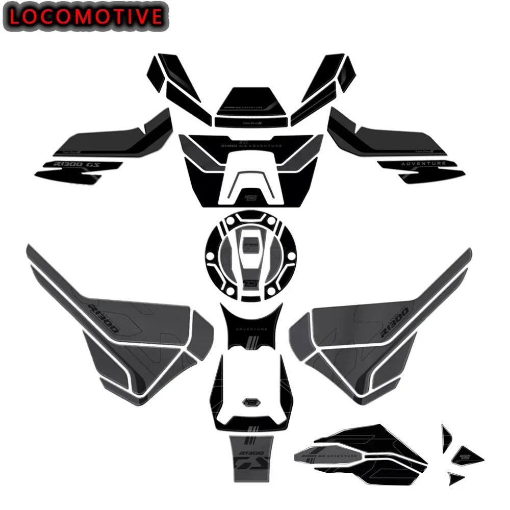 For BMW R 1300 GS ADV 2024 2025 Complete Kit R1300GS Adventure Triple Black Tank 3D Stickers Tank Side Stickers