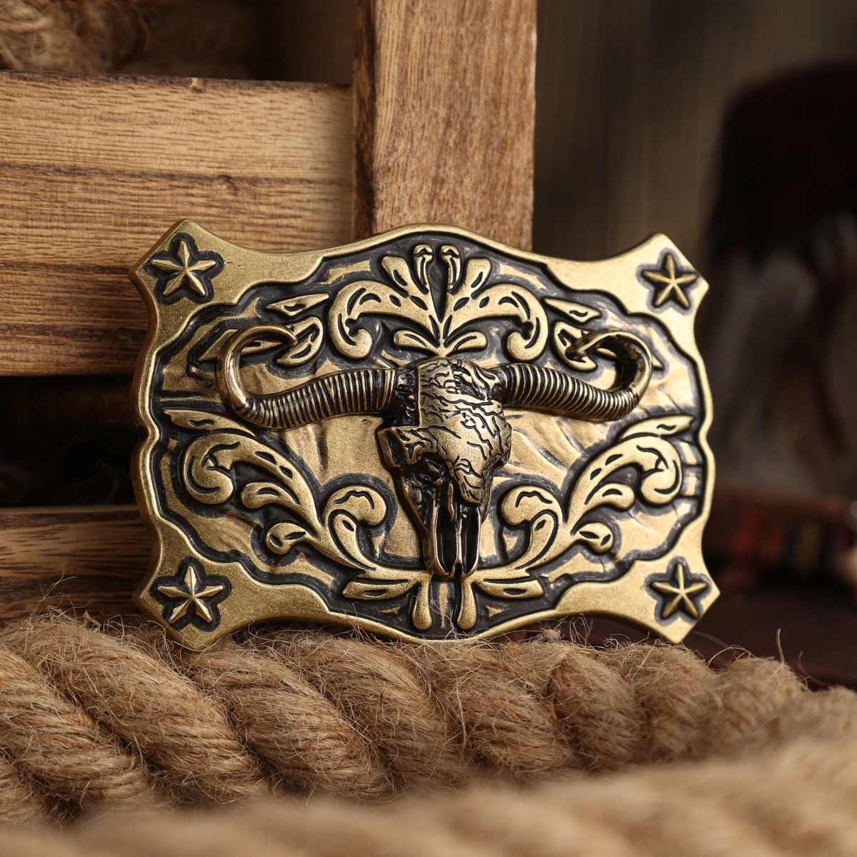 A Belt Buckle Head - A Western Cowboy-Style Belt Buckle Head - A Metal Buckle Head