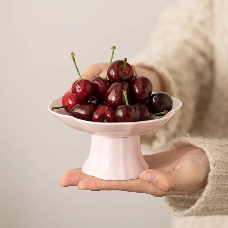 Fengqing الشاي كعكة صينية المنزلية السيراميك عالية الساق صينية للفاكهة الصغيرة طاولة القهوة الفواكه المجففة الجوز طبق ديم سوم لوحة طبق تقديم الحلوى