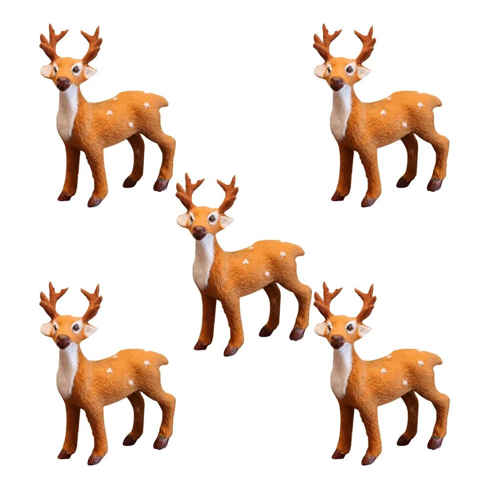 

5Pcs Vintage Style Xmas Elk Ornaments Simulation Deer Decoration for Living Room Office Desktop Adornments Simulation Deer Decor