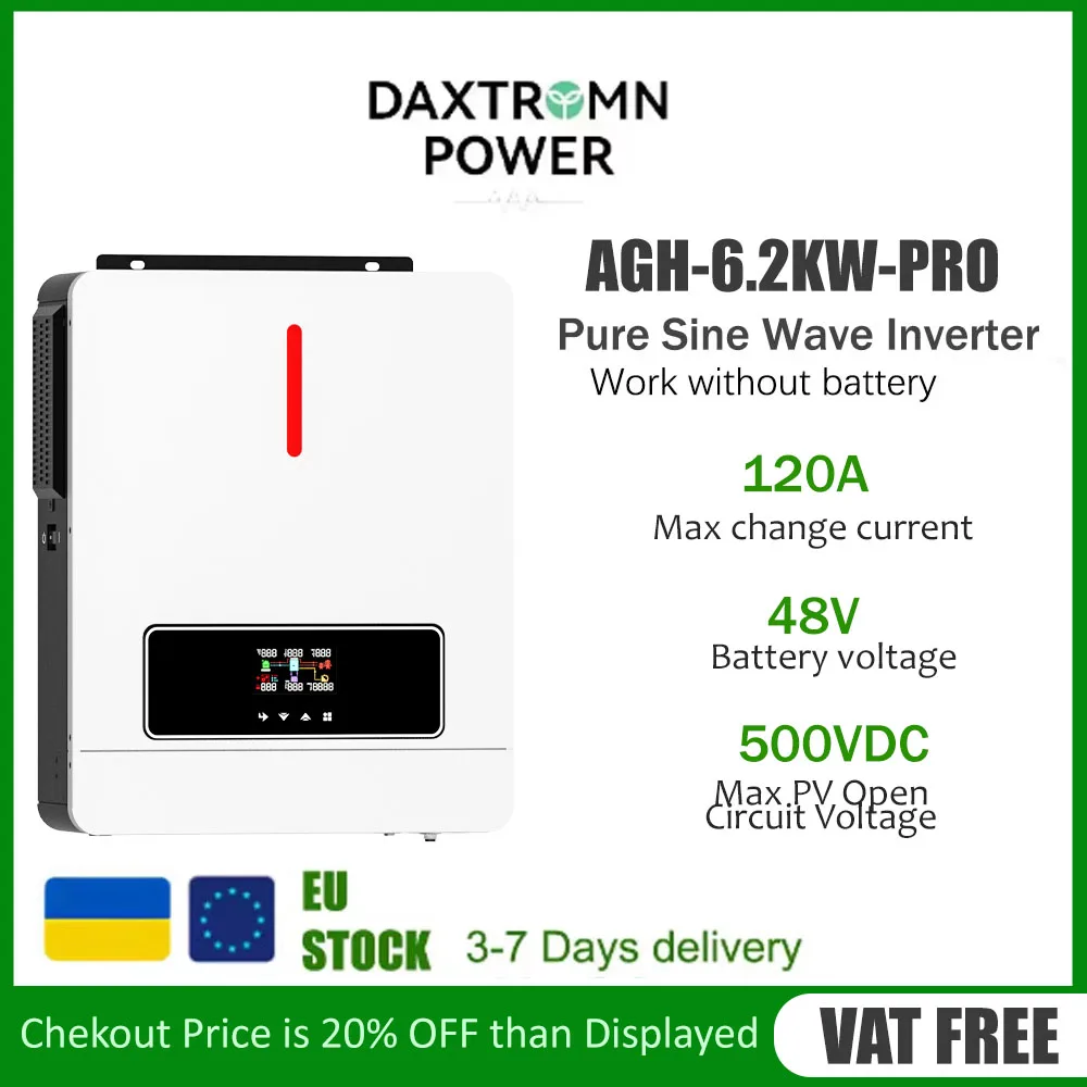 Daxtromn 6.2KW Hybrid Solar Inverter 48V 500VDC MPPT Pure Sine Wave Inverter Battery Solar Inversor Home Inversor Solar Charge