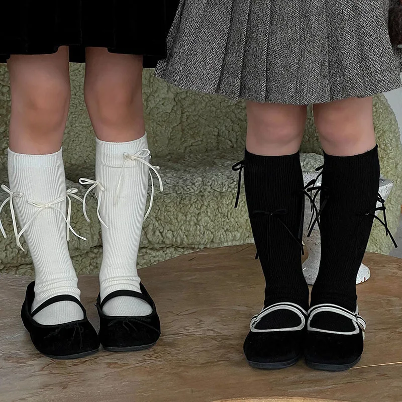 

Girls tube stacking socks autumn and winter new bow accessories kids clothes 2024 유아옷 בגדי תינוק ملابس اطفال