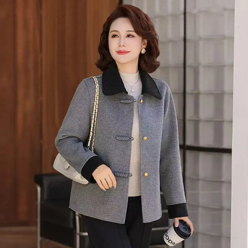 

Small Fragrance Coat Women 2026 Spring Autumn New Mother Woolen Jacket Temperament Short Outwear Double-sided Tweed Top Female