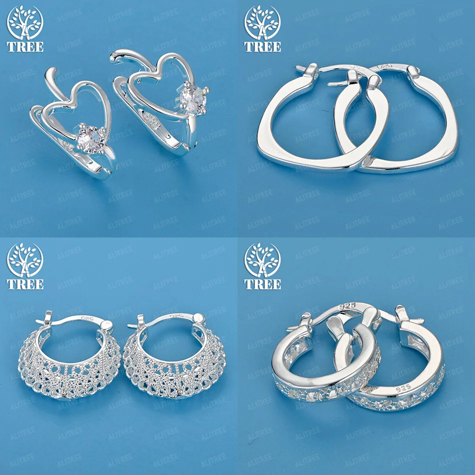 

Classic Zircon 925 Sterling Silver Love Heart Ear Clip Earrings For Women Fashion Party Charm Jewelry Birthday Gift Accessories