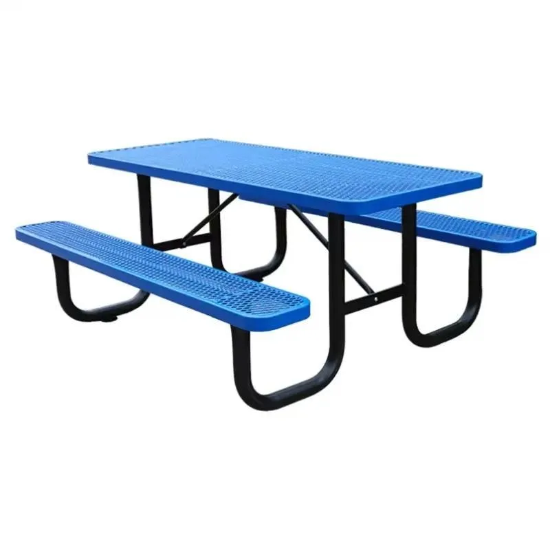 Outdoor Commercial Grade 4ft 6ft 8ft Metal Picnic Table Outdoor Patio Furniture Durable Expanded Steel Picnic Table
