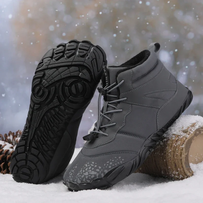 

Winter Barefoot Boots Men Winter Shoes Barefoot Ankle Boots 36-46 Couple Snow Shoes Outdoor Hiking Shoes Fur Warm Plush Boots