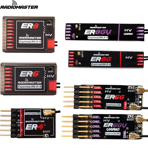 Receptor Radiomaster PWM ER4 4CH/ER6 ER6G ER6GV 2,4G 6CH/ER8 ER8G ER8GV 8CH CRSF ExpressLRS 2,4 Ghz 100mw para avión barco coche