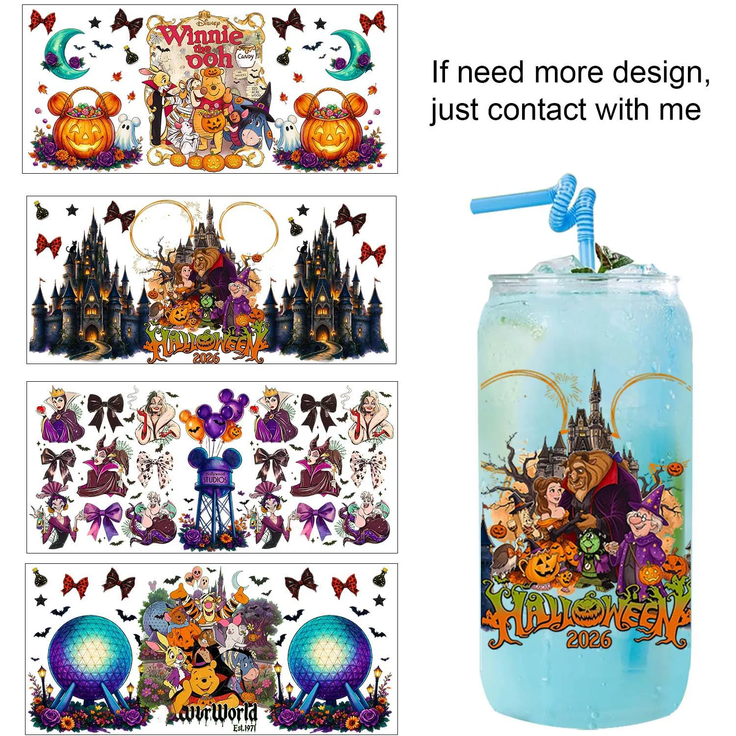 Happy Halloween Cute Cartoon Anime Theme UV DTF Sticker Waterproof DIY Decals 3D transfers uvdtf stickers 16oz uv dtf cup wraps