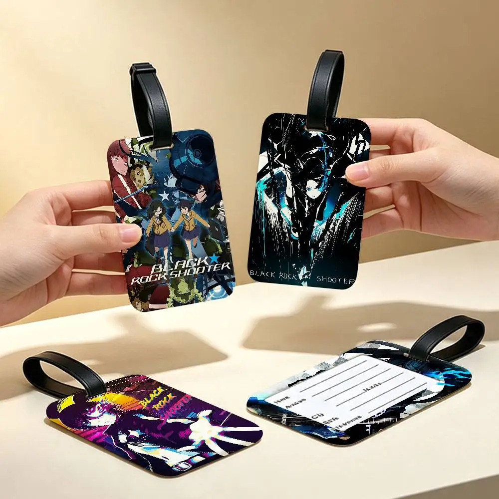 classic anime B-Black Rock S-Shooter game Universal PVC Luggage Tag Anti lost With Information Card Suitcase Backpack