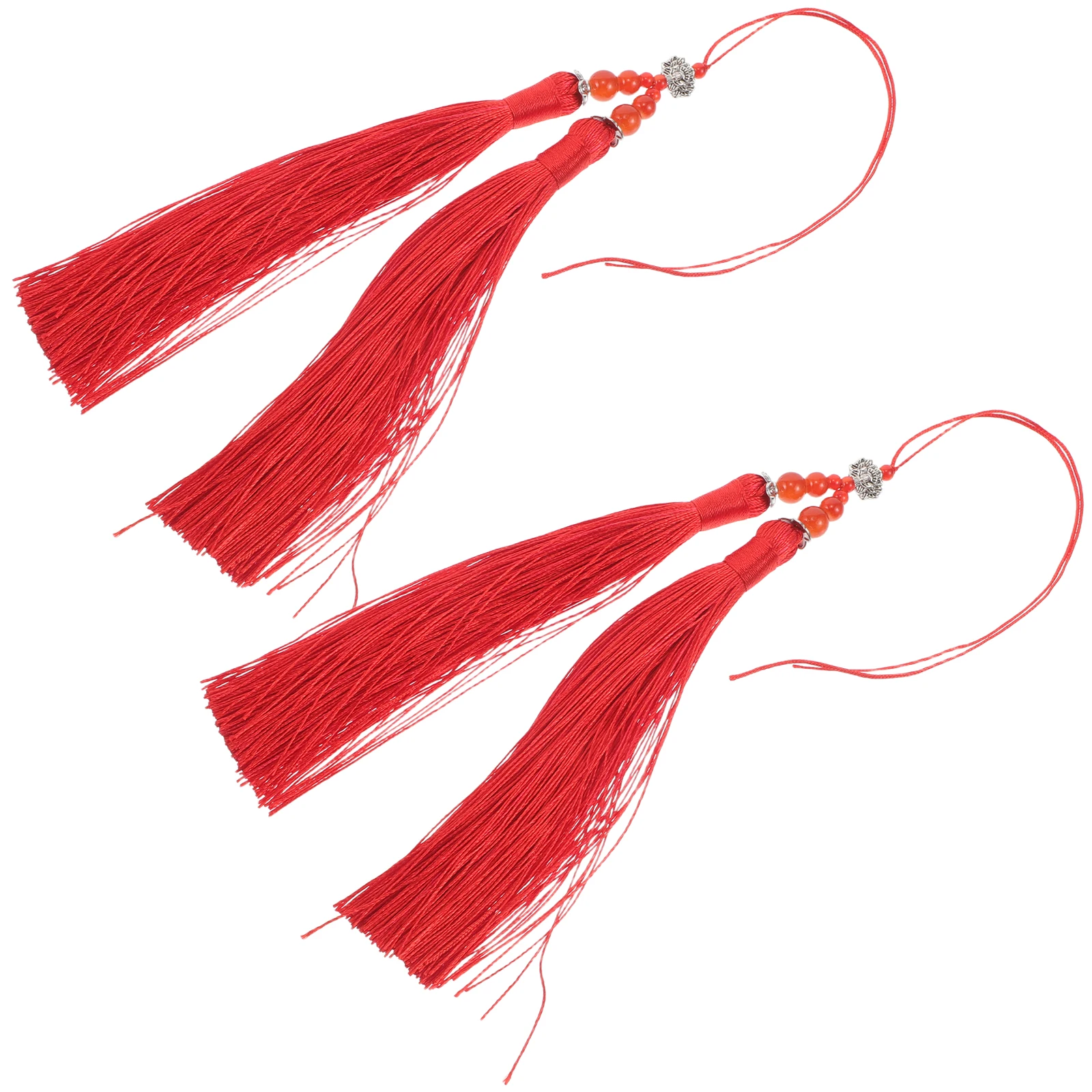 

2Pc Artistic Red Lotus Tassels For Taichi Swords Chinese Tassel Pendant Craft Accessories Supplies