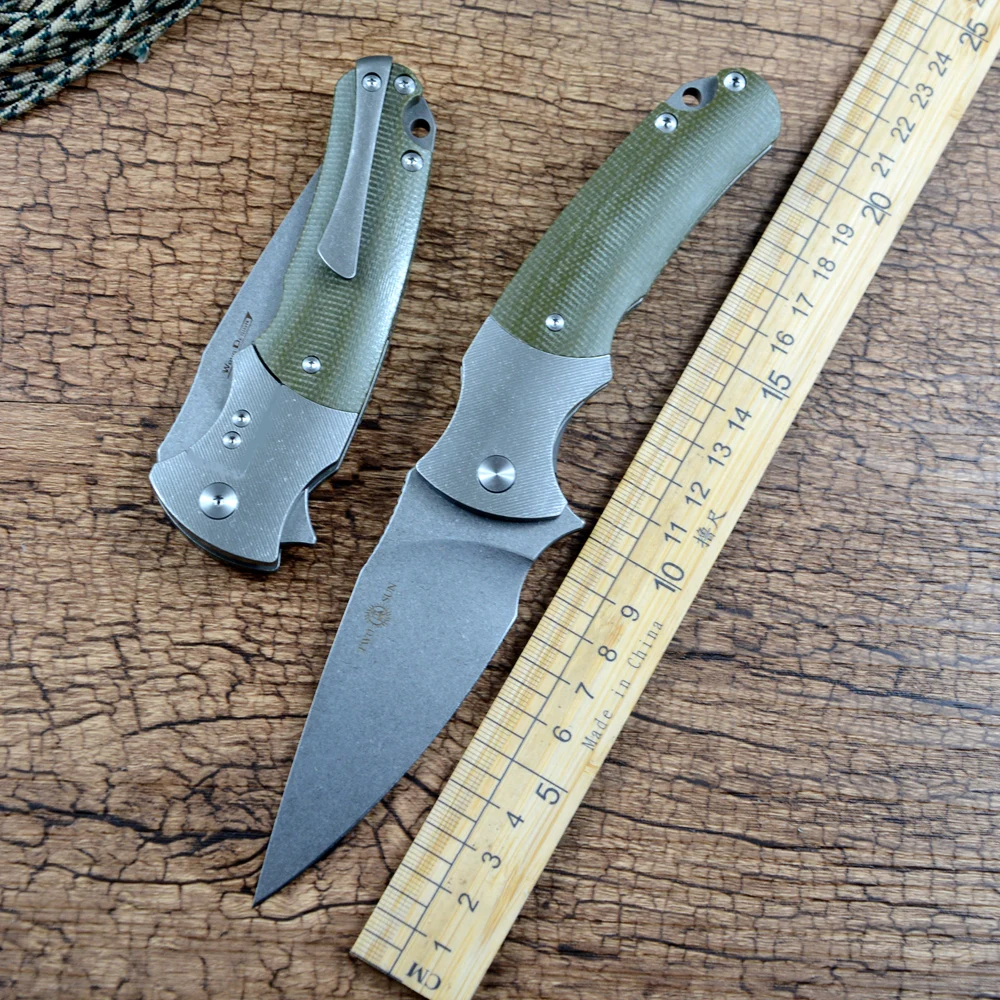 

Two Sun Brand D2 Blade Drop Point Stonewashed Pocket Knives Titanium Handle Outdoor Camping Hunting TS286