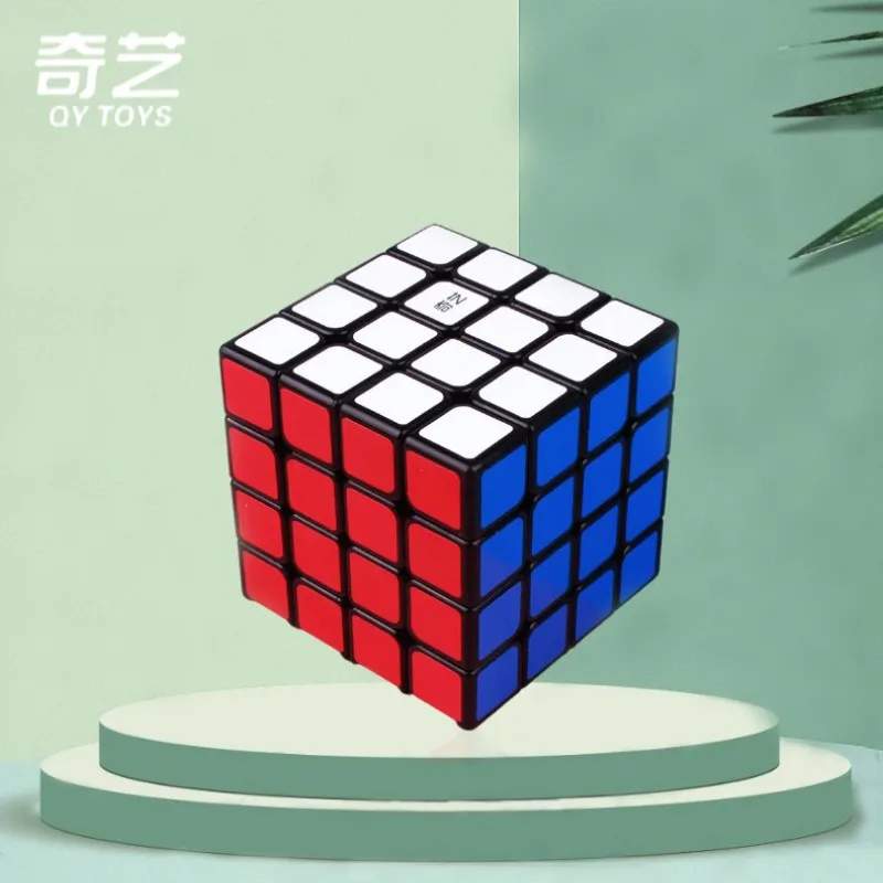 QiYi QiYuan-Cube Magique Noir Sans Autocollant, Puzzle de Vitesse, Jouets Cadeau, 4x4x4