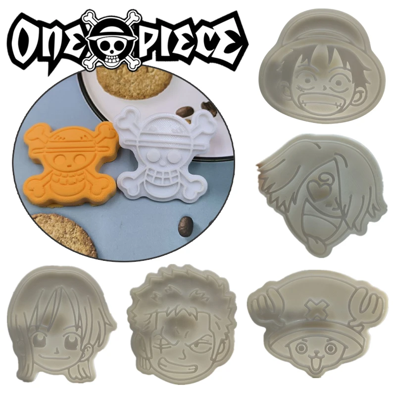 One Piece Luffy Zoro Biscuit Mould Cookie Cutters Plastic Anime Pressable Biscuit Confectionery Molds Kitchen Baking Pastry Tool