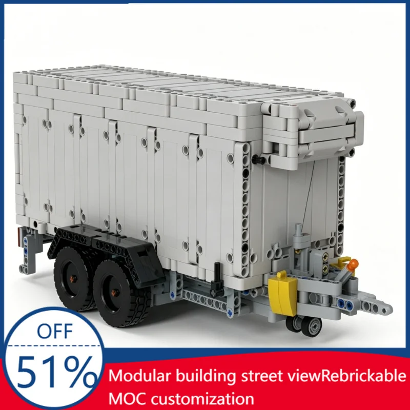 866PCS MOC Refrigerated Trailer Technic Semi-Truck Cargo Trailer Model Custom Building Blocks DIY Educational Assembly Toy Gift