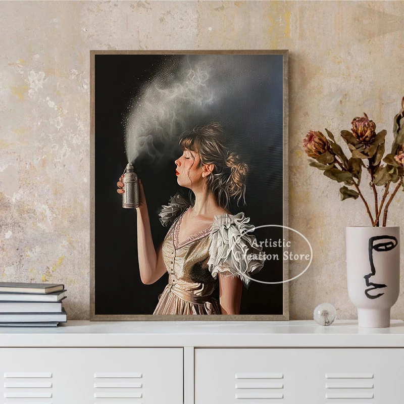 Stinky Bathroom Art Print Vintage Victoria Lady Hold The Nose Poster Toilet Humor Amusing Canvas Painting Art Picture Room Decor