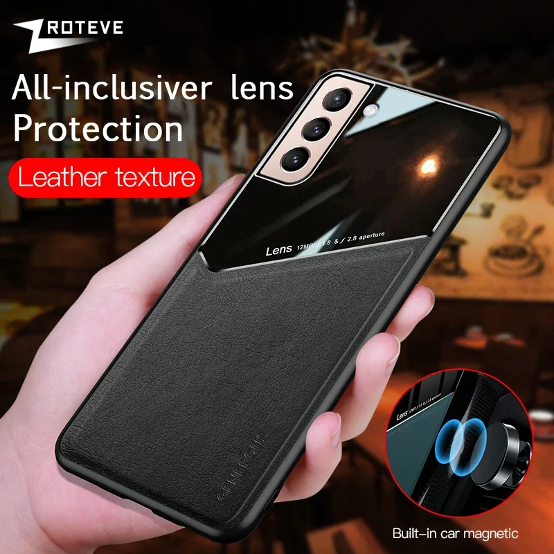 S22 Case ZROTEVE Leather Texture Soft Frame PC Cover For Samsung Galaxy S22 S23 S24 Ultra S21 S20 FE S10 Plus S22+ Phone Cases