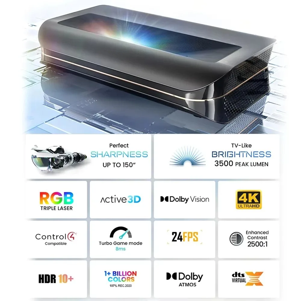 LTV-3500  4K 3D Ultra Short Throw Triple Laser Projector 100 