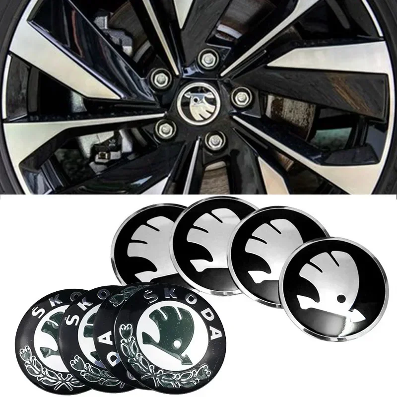 56mm Car Wheel Center Cover Hub Sticker for SKODA Rapid Yeti Fabia Octavia A5 A7 Kamiq Superb Citigo Vision S Kodiak Accessories