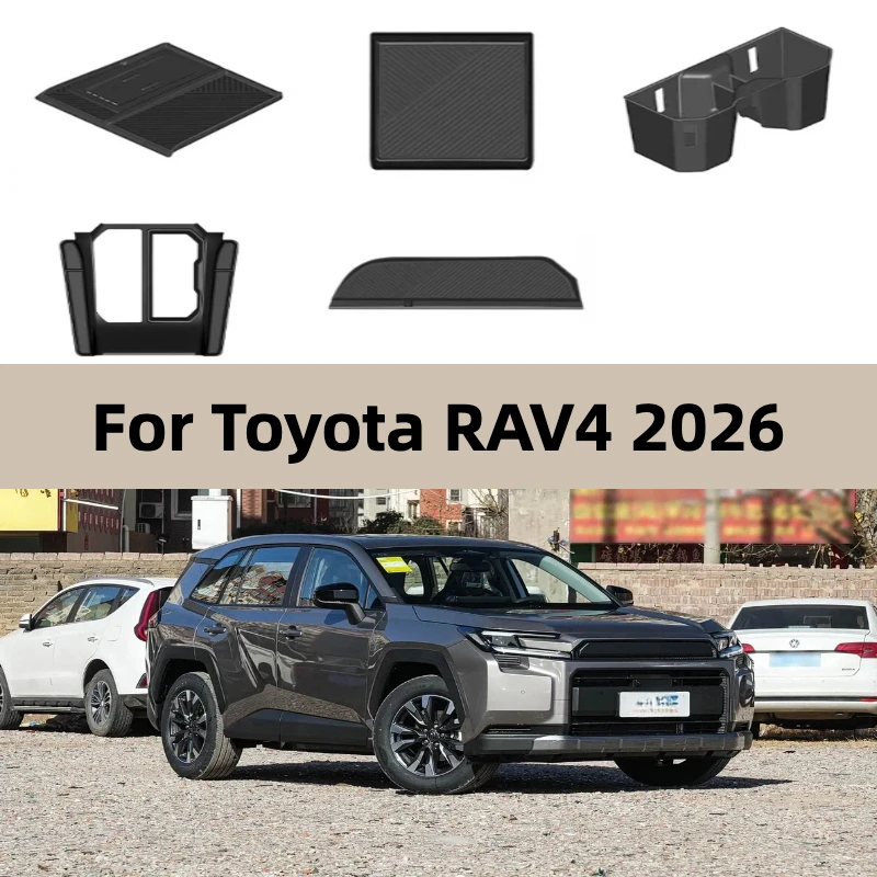 For 2026 Toyota RAV4 / Wildlander Silicone Gear Shift Panel Cover, LHD Passenger Side Tray Storage Box Mat