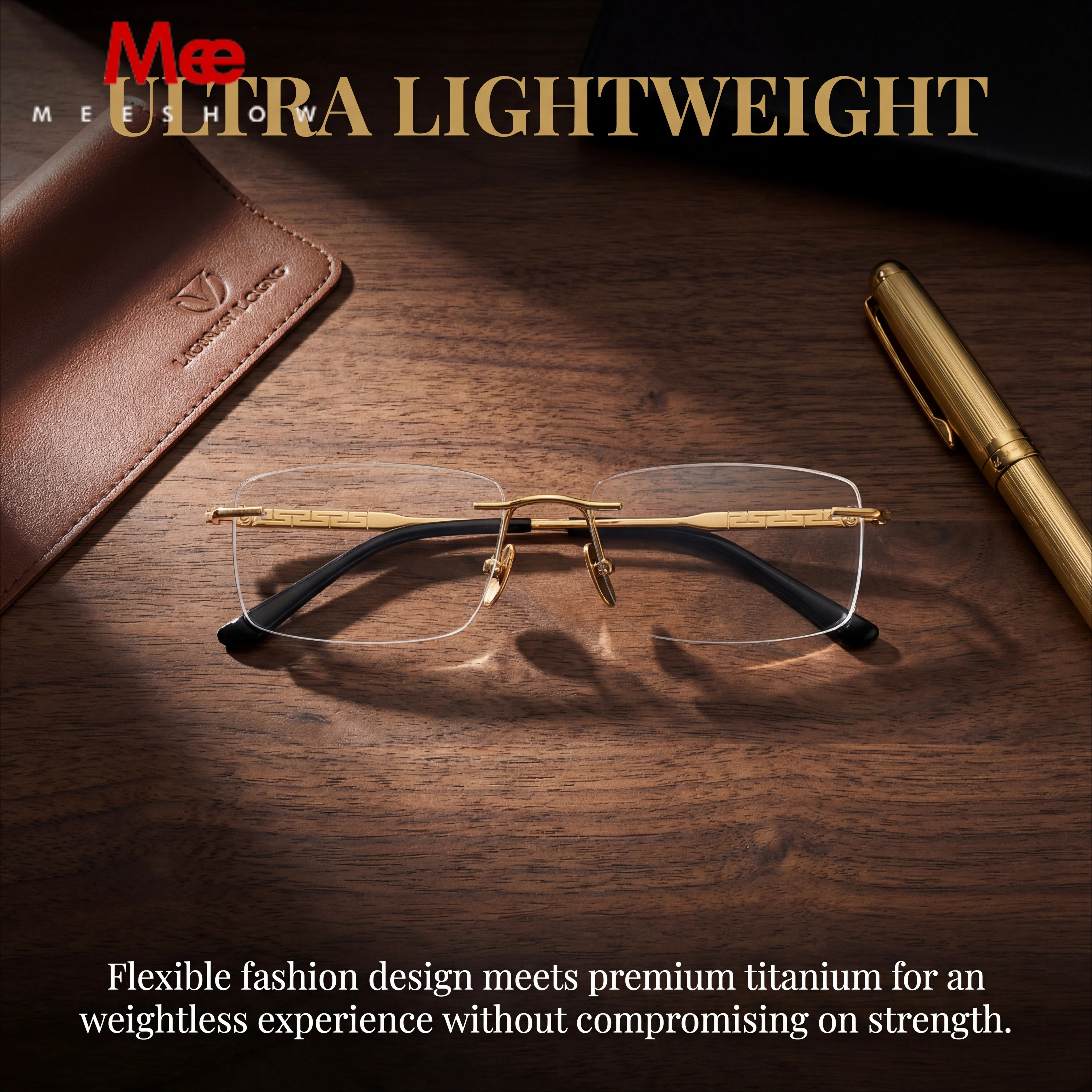 Meeshow New Rimless Glasses Men Pure Titanium Optical Eyewear With Prescription Lenses UV Progressive Myopia Reading Eyeglasses